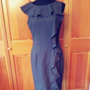 Sleeveless gray Calvin Klein ruffle dress sz 6